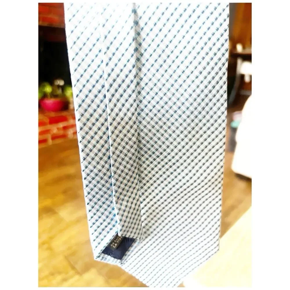 Banana Republic 100% Silk Men’s Tie Blue Check Made In Italy Preppy Boss Office